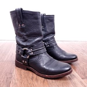 FRYE black leather low harness boots